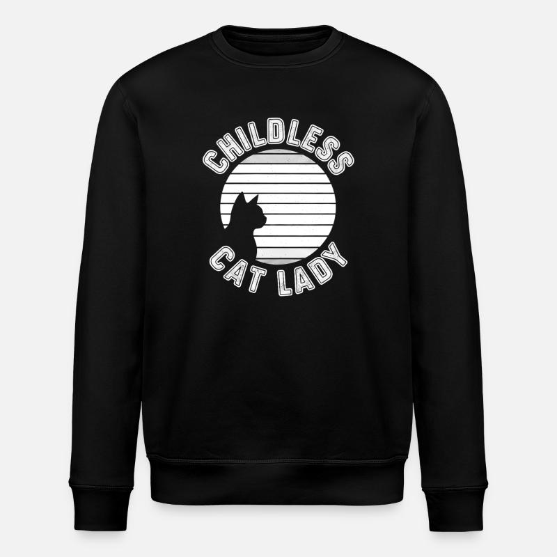 Cat Silhouette Sunset Emblem - Stanley/Stella ROLLER Unisex Organic Sweatshirt - black