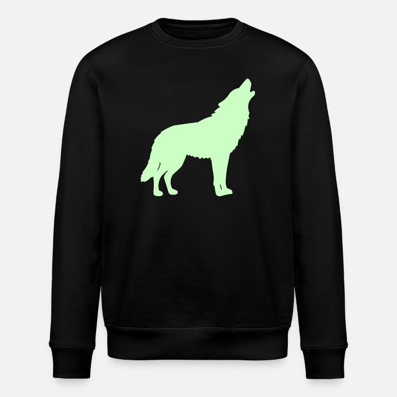 Silhouette de loup vert néon - Sweat bio ROLLER Stanley/Stella Unisexe - noir