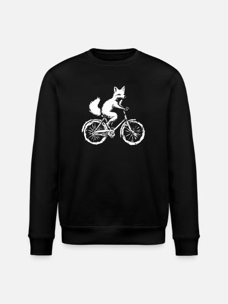 Funny Bicycle Fox - Stanley/Stella ROLLER Unisex Organic Sweatshirt - black