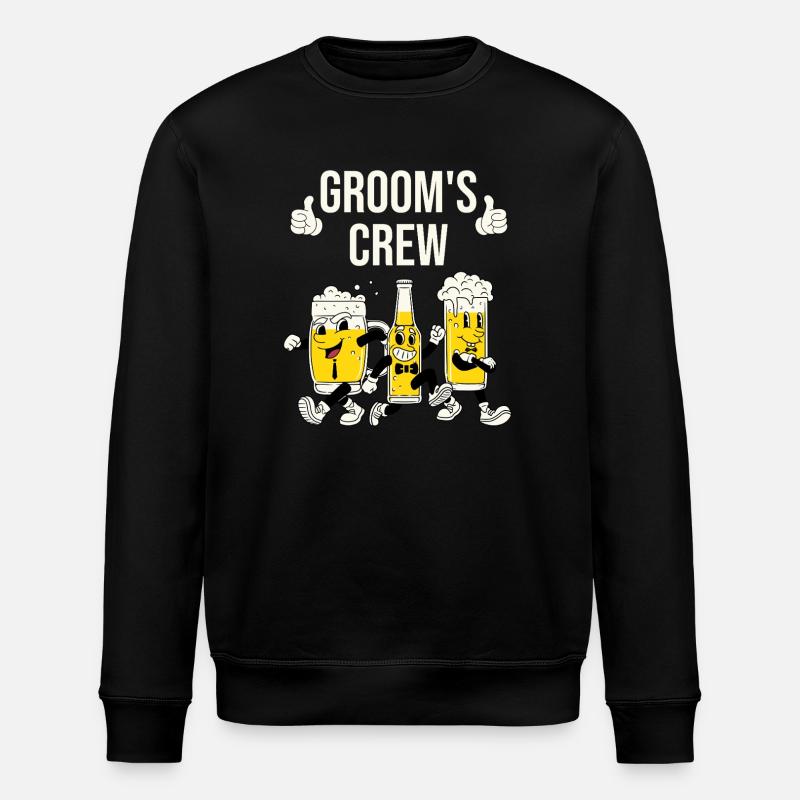 Funny Groom's Crew Beer - Stanley/Stella ROLLER Unisex Organic Sweatshirt - black