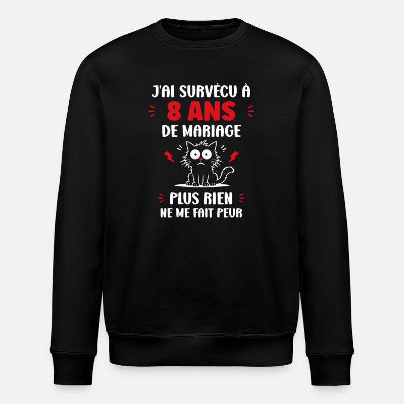 8 ans de mariage - Sweat bio ROLLER Stanley/Stella Unisexe - noir