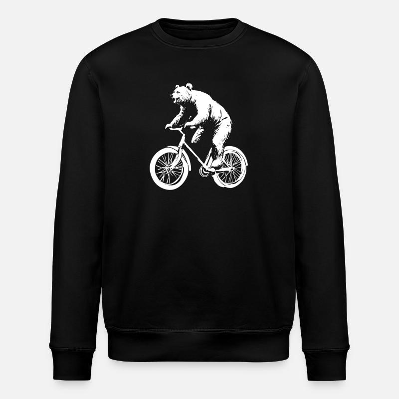 Funny Bicycle Bear - Stanley/Stella ROLLER Unisex Organic Sweatshirt - black