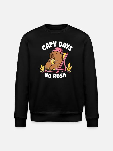 Capy Days No Rush Capybara - Stanley/Stella ROLLER Unisex Organic Sweatshirt - black
