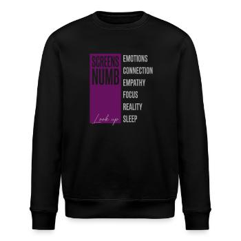 Anti Ai Screens Numb - Stanley/Stella ROLLER Unisex Organic Sweatshirt - black - Front - Nik (191cm)