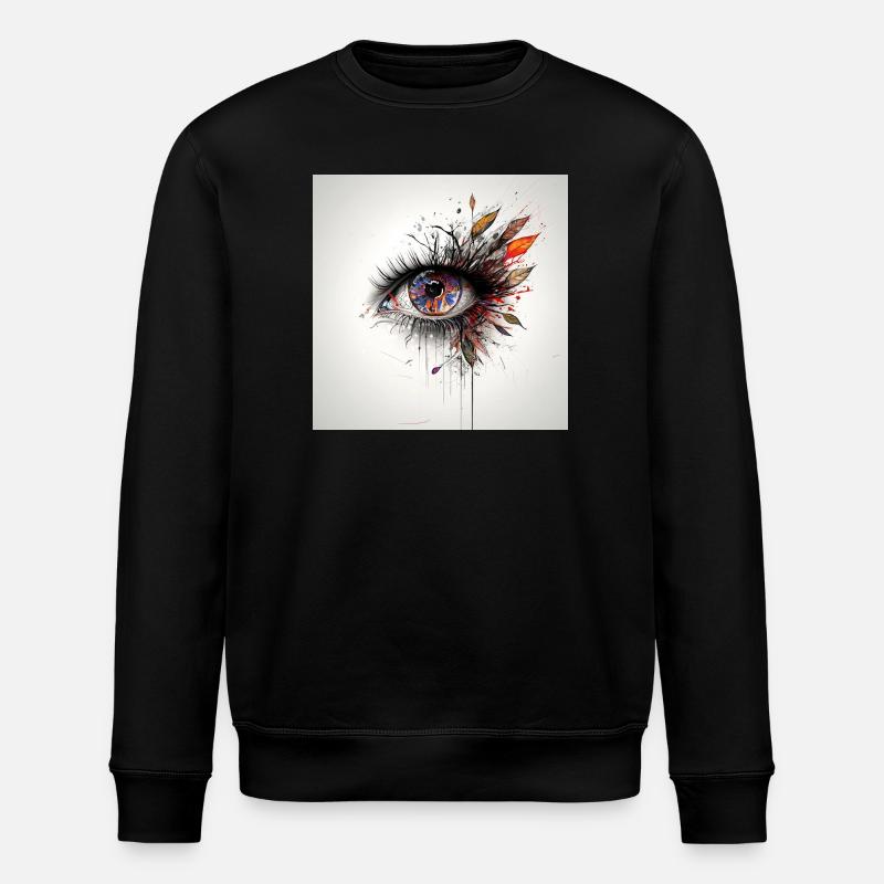 Farbiges Augenkunst mit Blättern - Stanley/Stella Unisex Bio-Sweatshirt ROLLER - Schwarz