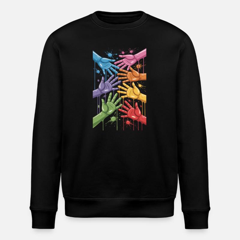 Bunte Hände Farbspritzer Kunst - Stanley/Stella Unisex Bio-Sweatshirt ROLLER - Schwarz