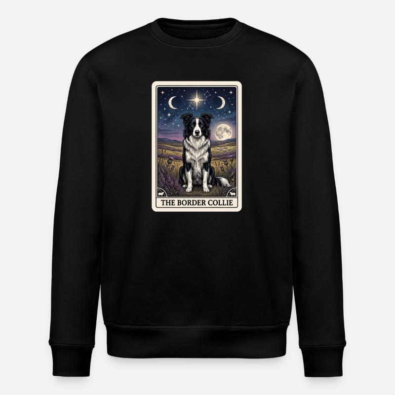 Border Collie Tarotkarte - Stanley/Stella Unisex Bio-Sweatshirt ROLLER - Schwarz