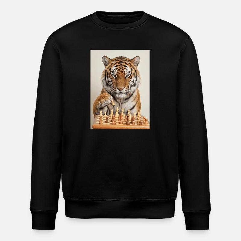 Tiger playing chess - Stanley/Stella ROLLER Unisex Organic Sweatshirt - black
