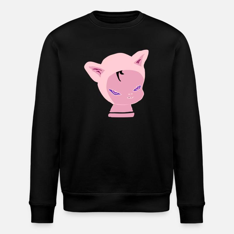 Pink Cat Head: Neon Purple Look - Stanley/Stella ROLLER Unisex Organic Sweatshirt - black