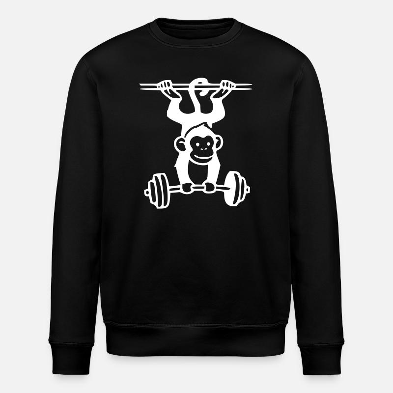 Puissance des primates - Haltérophilie singe (Blanc) - Sweat bio ROLLER Stanley/Stella Unisexe - noir