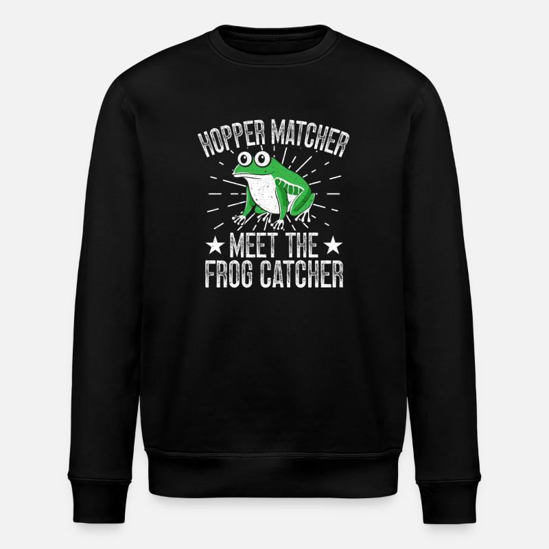 Frog Catcher Hopper Matcher Frog - Stanley/Stella ROLLER Unisex Organic Sweatshirt - black