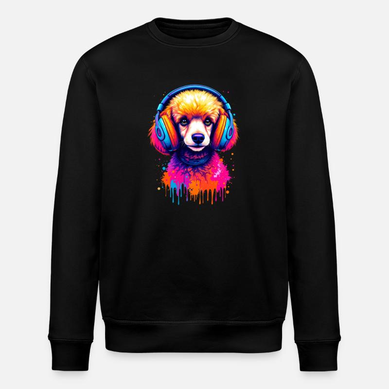 Caniche avec un casque - Sweat bio ROLLER Stanley/Stella Unisexe - noir