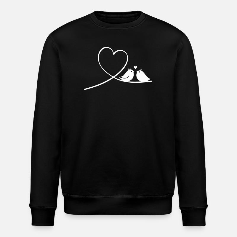 Verliebte Vögel mit Herz Silhouette - Stanley/Stella Unisex Bio-Sweatshirt ROLLER - Schwarz