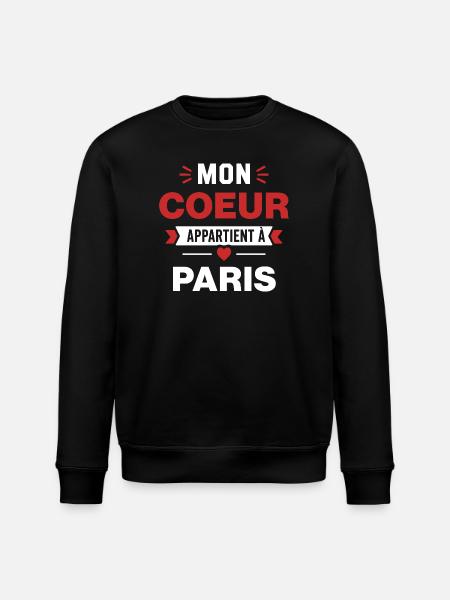 Mon Coeur Appartient à Paris - Sweat bio ROLLER Stanley/Stella Unisexe - noir