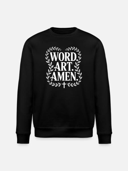 Word Art Amen Cross Laurel - Stanley/Stella ROLLER Unisex Organic Sweatshirt - black