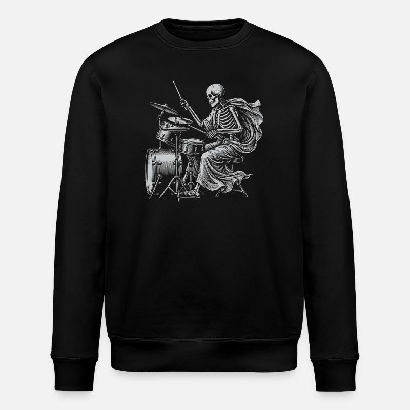 Skeleton Drummer with Cape - Stanley/Stella ROLLER Unisex Organic Sweatshirt - black