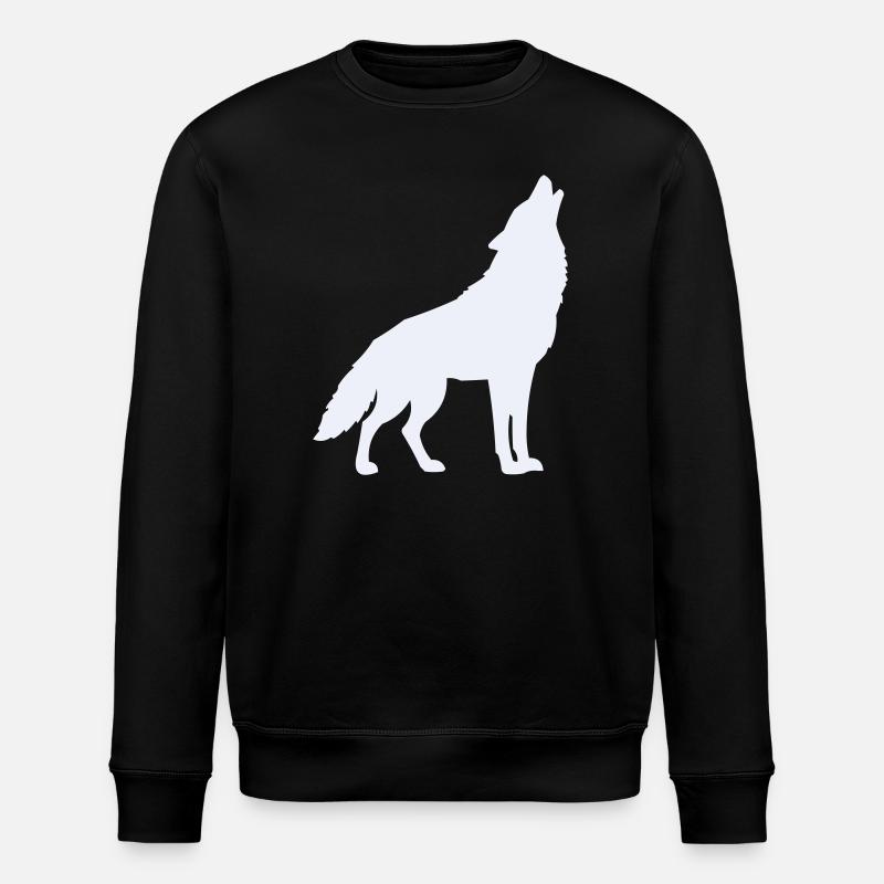 Wolfsilhouette Mondlicht - Stanley/Stella Unisex Bio-Sweatshirt ROLLER - Schwarz