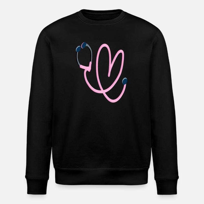 Stéthoscope à cœur rose - Sweat bio ROLLER Stanley/Stella Unisexe - noir