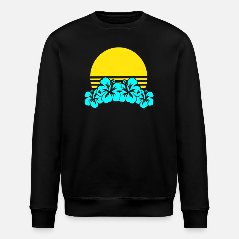 Soleil Hibiscus Néon Tropiques - Sweat bio ROLLER Stanley/Stella Unisexe - noir