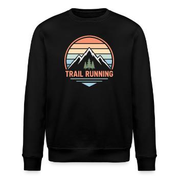 Soft retro trail running design with pastel sunset - Stanley/Stella ROLLER Unisex Organic Sweatshirt - black - Front - Nik (191cm)