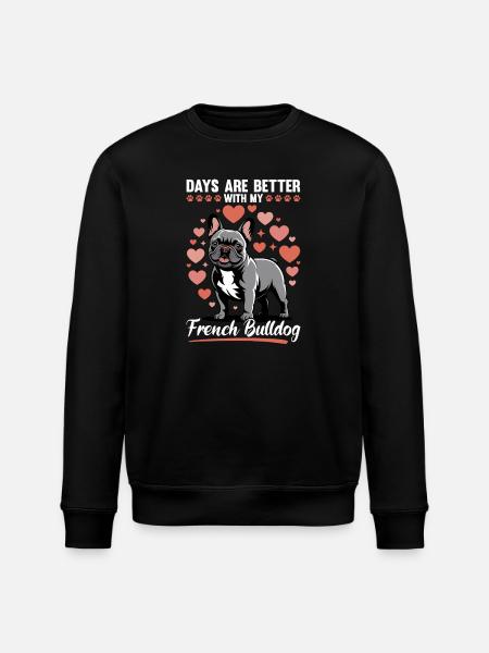 French Bulldog Frenchie Dog Breed - Stanley/Stella ROLLER Unisex Organic Sweatshirt - black