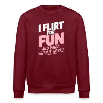 I Flirt For Fun Dating Flirt Anmachspruch Single - Stanley/Stella Unisex Bio-Sweatshirt ROLLER - Burgunderrot - Vorne - Nik (191cm)