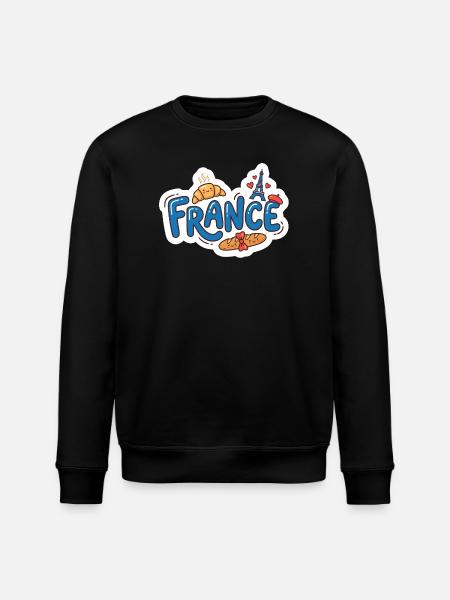 Sticker France Kawaii Croissant Paris - Stanley/Stella ROLLER Unisex Organic Sweatshirt - black