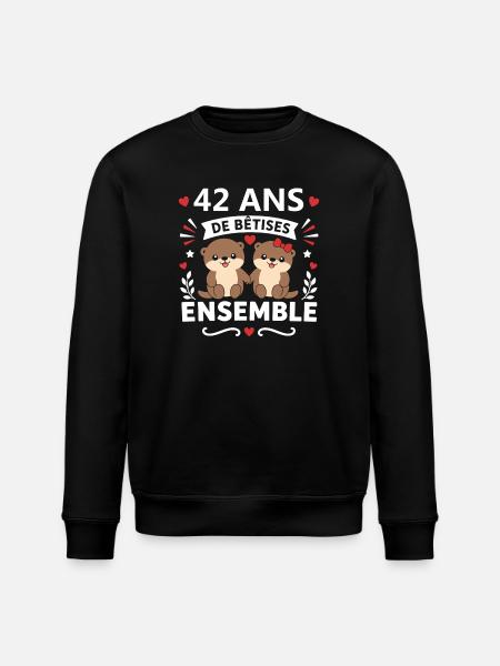 42 Ans Ensemble Oursons Amour - Sweat bio ROLLER Stanley/Stella Unisexe - noir