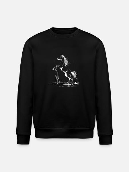 White Horse Rearing Silhouette - Stanley/Stella ROLLER Unisex Organic Sweatshirt - black