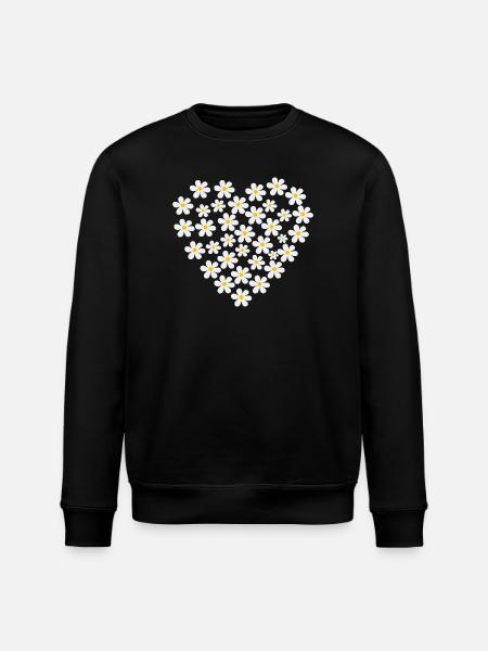 Gänseblümchen Herz | Florales Blumenherz - Stanley/Stella Unisex Bio-Sweatshirt ROLLER - Schwarz