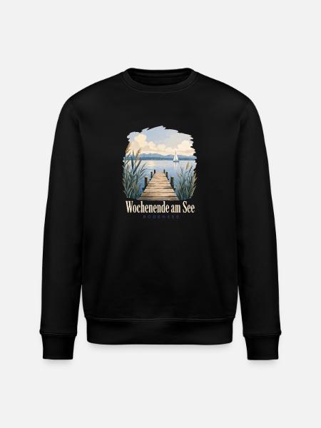Wochenende am See, Bodensee Uferkind Heimatmotiv - Stanley/Stella ROLLER Unisex Organic Sweatshirt - black