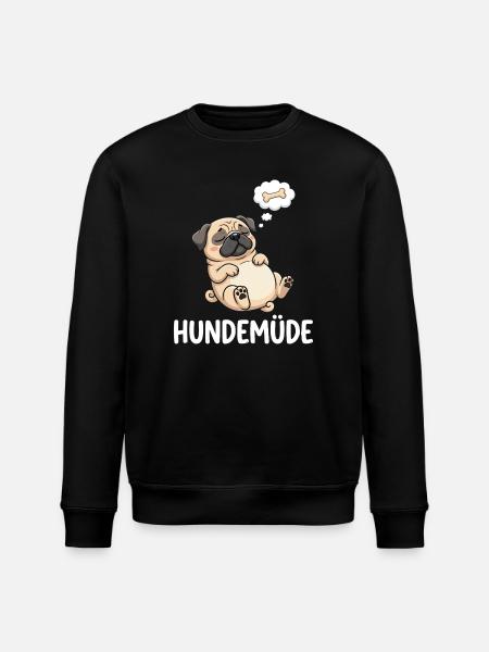 Hundemüde Traum-Pug Knochen - Stanley/Stella Unisex Bio-Sweatshirt ROLLER - Schwarz
