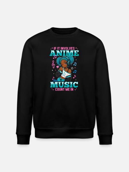Anime and Music Chibi Black Girl - Stanley/Stella ROLLER Unisex Organic Sweatshirt - black