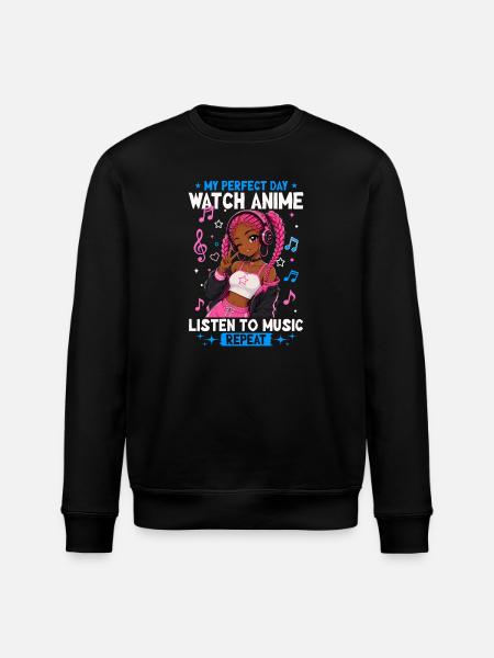 Anime and Music Chibi Black Girl - Stanley/Stella ROLLER Unisex Organic Sweatshirt - black