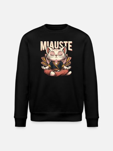 Yoga Katze Miauste Namaste Meditation - Stanley/Stella Unisex Bio-Sweatshirt ROLLER - Schwarz