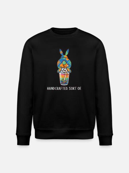 Cute Bunny Funny Boba Bubble Tea - Stanley/Stella ROLLER Unisex Organic Sweatshirt - black