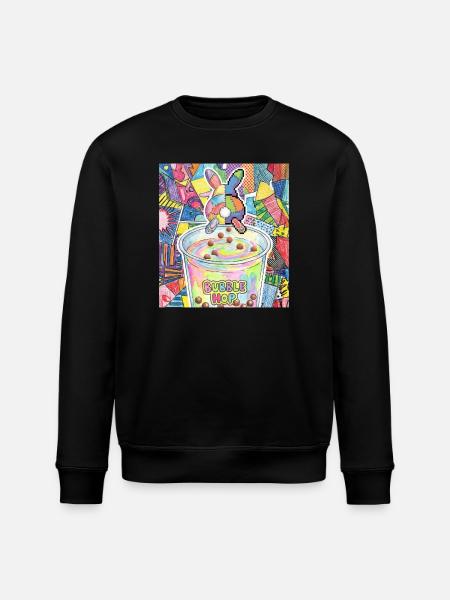Cute Bunny Funny Boba Bubble Tea - Stanley/Stella ROLLER Unisex Organic Sweatshirt - black