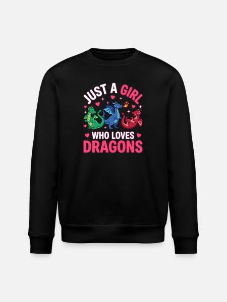 Nur ein drachenliebendes Mädchen - Stanley/Stella Unisex Bio-Sweatshirt ROLLER - Schwarz