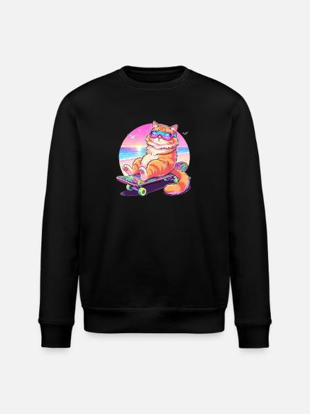 Katze Skateboard Sonnenbrille - Stanley/Stella Unisex Bio-Sweatshirt ROLLER - Schwarz