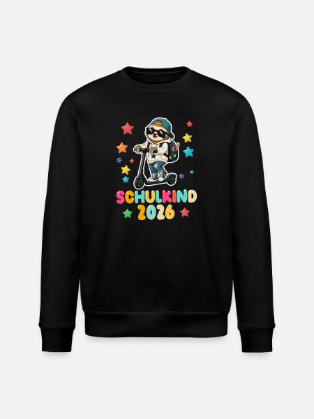 Einschulung Schulkind 2026 Junge Mädchen Faultier - Stanley/Stella Unisex Bio-Sweatshirt ROLLER - Schwarz