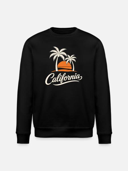Palm Trees and California Sunset - Stanley/Stella ROLLER Unisex Organic Sweatshirt - black