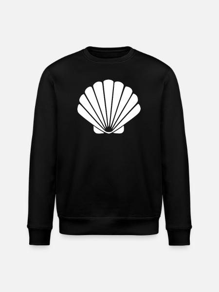 Scallop Shell Vacation Beach Travel Gift - Stanley/Stella ROLLER Unisex Organic Sweatshirt - black