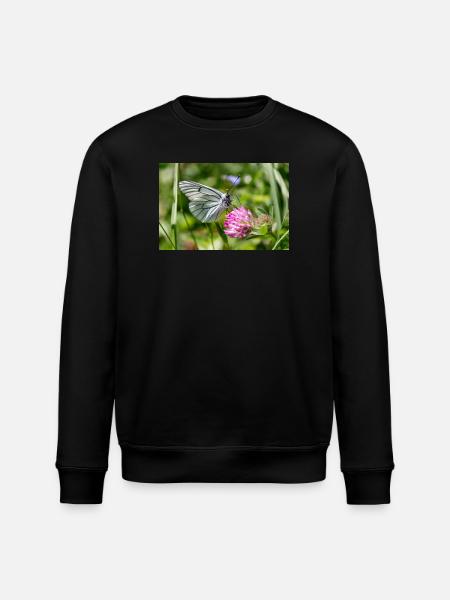 Tree White Butterfly on Blossom - Stanley/Stella ROLLER Unisex Organic Sweatshirt - black