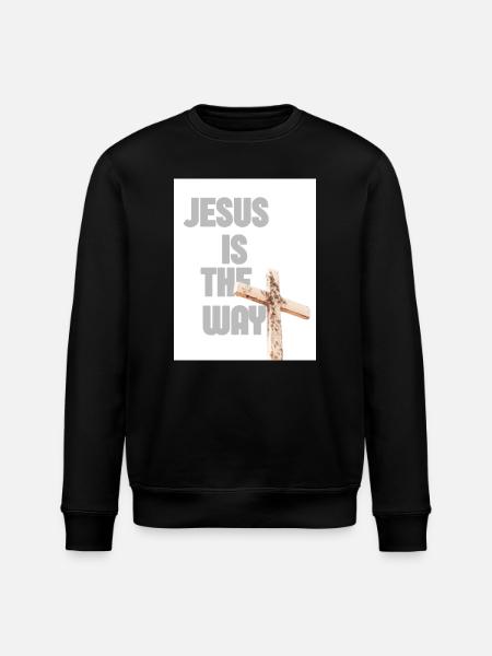 Jesus Is The Way Cross Graphic - Stanley/Stella ROLLER Unisex Organic Sweatshirt - black
