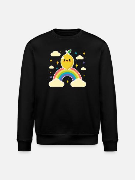 Kawaii Lemon Rainbow - Stanley/Stella ROLLER Unisex Organic Sweatshirt - black