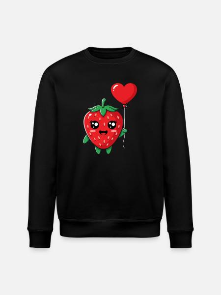 Kuschelige Erdbeere mit Herzballon - Stanley/Stella Unisex Bio-Sweatshirt ROLLER - Schwarz
