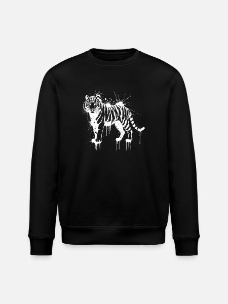 Weiß gespritzter Tiger - Stanley/Stella Unisex Bio-Sweatshirt ROLLER - Schwarz