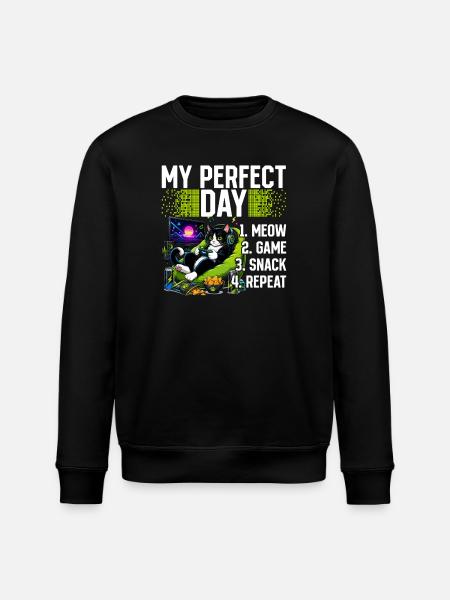 Gamer Gaming Cat Video Game - Stanley/Stella ROLLER Unisex Organic Sweatshirt - black
