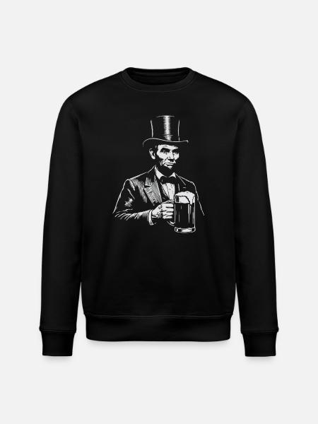 Abraham Lincoln trinkt Bier - Stanley/Stella Unisex Bio-Sweatshirt ROLLER - Schwarz