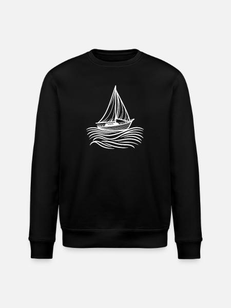 Classic sailboat on ocean waves - Stanley/Stella ROLLER Unisex Organic Sweatshirt - black